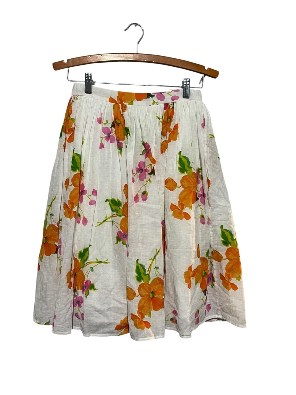 Morley 100% Cotton White Floral A-Line Skirt Girls Size 16